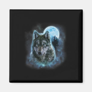 Wolf Icy Moon Galaxy Jagdground Graue Wölfe Fo Magnet