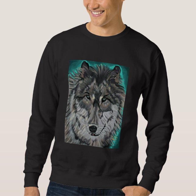 Wolf im aquamarinen Eissweatshirt Sweatshirt (Vorderseite)
