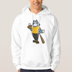 Wolf im Baseball mit Baseballschläger Hoodie