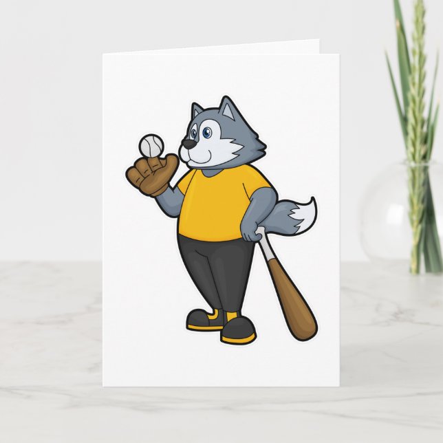 Wolf im Baseball mit Baseballschläger Karte (Vorderseite)