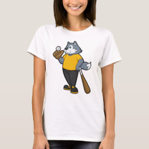 Wolf im Baseball mit Baseballschläger T-Shirt