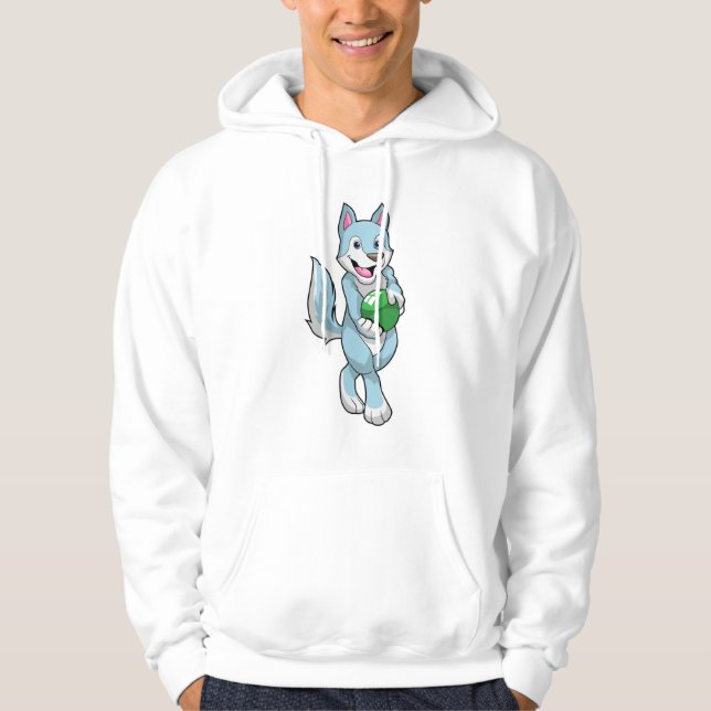 Wolf im Bowling mit Bowlingball Hoodie (Vorderseite)