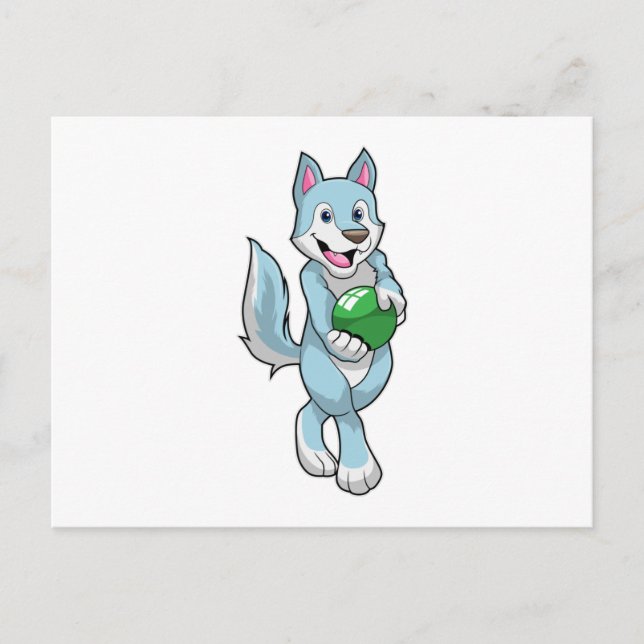Wolf im Bowling mit Bowlingball Postkarte (Vorderseite)