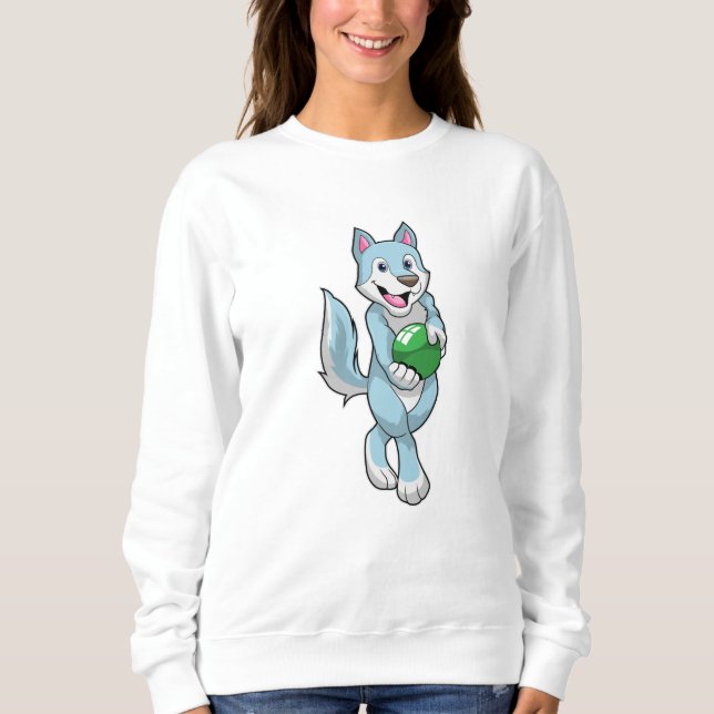 Wolf im Bowling mit Bowlingball Sweatshirt (Vorderseite)
