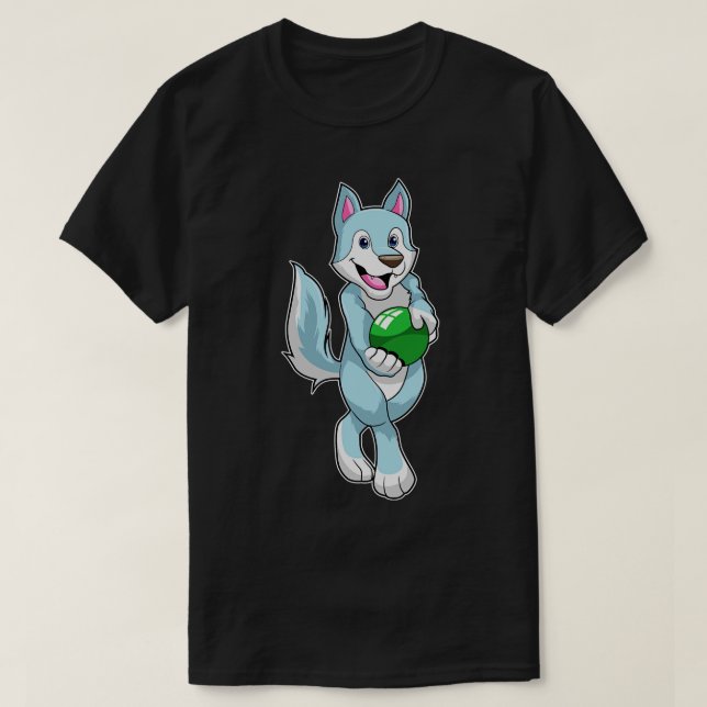 Wolf im Bowling mit Bowlingball T-Shirt (Design vorne)
