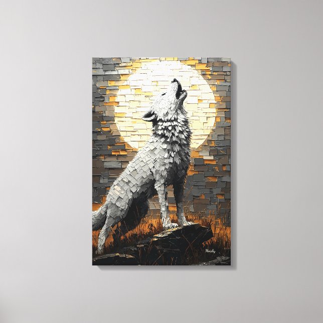 Wolf im dynamischen Impasto-Stil Leinwanddruck (Vorderseite)