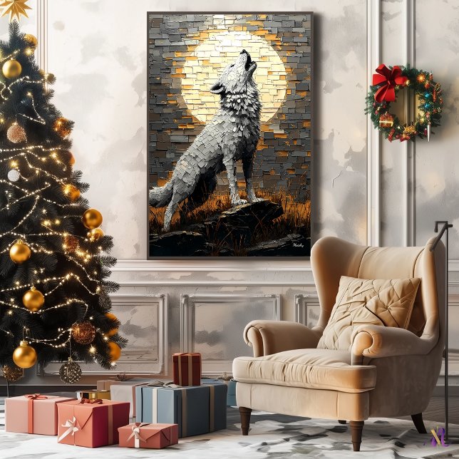 Wolf im dynamischen Impasto-Stil Leinwanddruck (Von Creator hochgeladen)