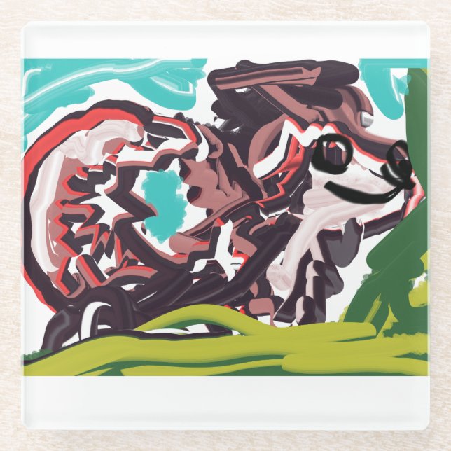 Wolf im Frühling Glasuntersetzer (Vorderseite)