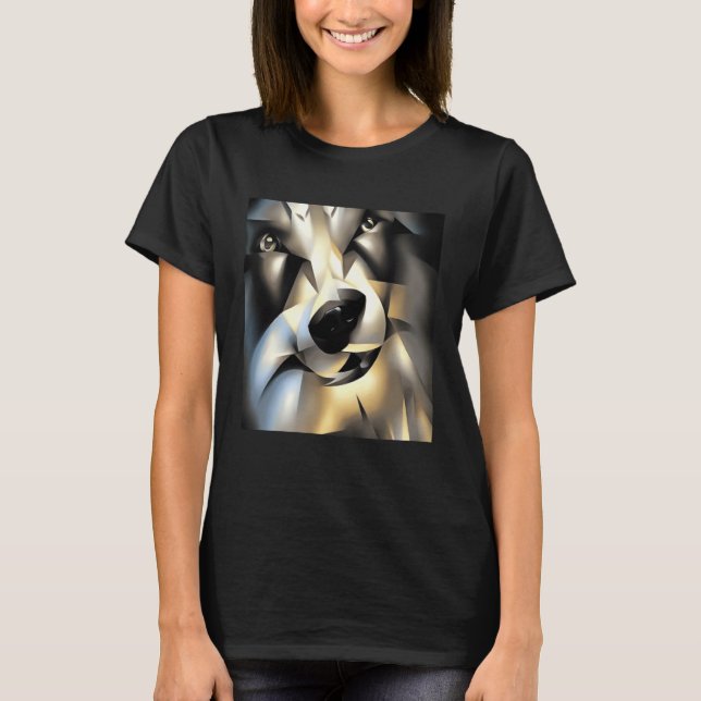 Wolf im geometrischen Stil T-Shirt (Vorderseite)