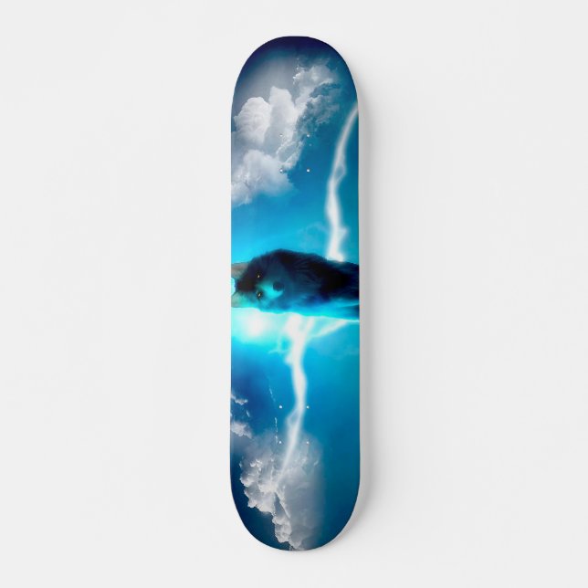 Wolf im Gewitter Skateboard (Vorne)
