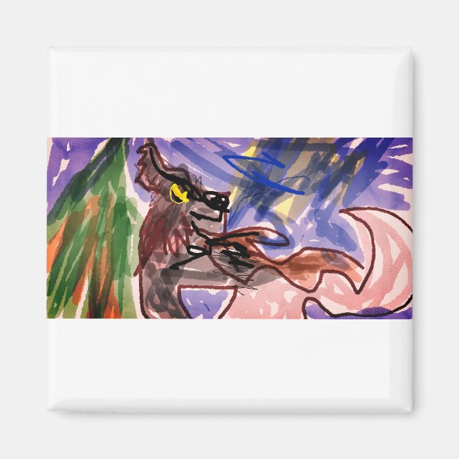 Wolf im Herbst Magnet (Vorne)