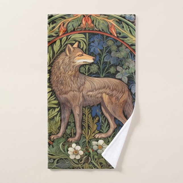 Wolf im Jugendstil des Waldes Handtuch (Handtuch)