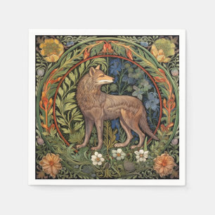 Wolf im Jugendstil des Waldes Serviette