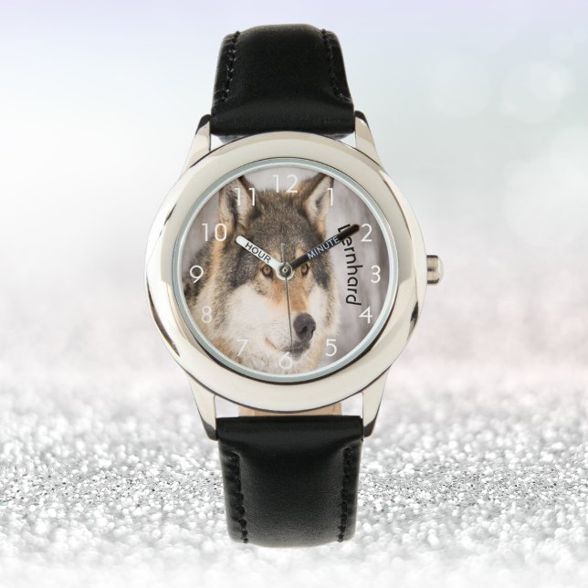 Wolf im Kopf Wildlife Winter Wald Name Armbanduhr (Von Creator hochgeladen)