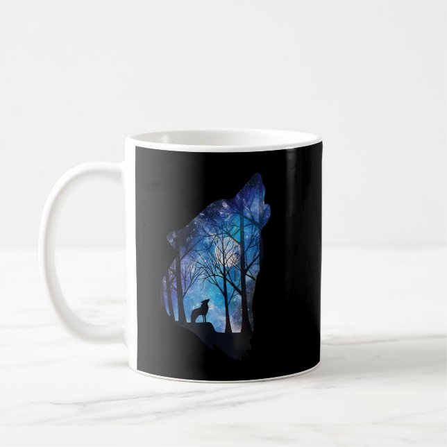 Wolf im Mond Himmelsgalaxie Wolf Wild Anim Kaffeetasse (Links)