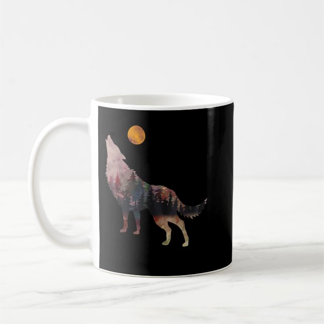 Wolf im Mond Wolf Vikings Wild Lif Kaffeetasse (Links)