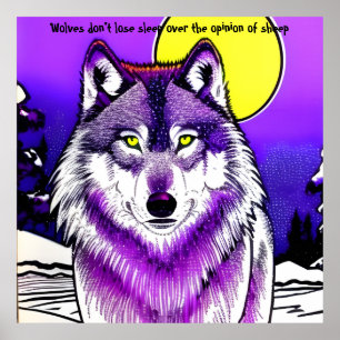Wolf im Mondlicht. Aristoteles zitiert. Bearbeitba Poster