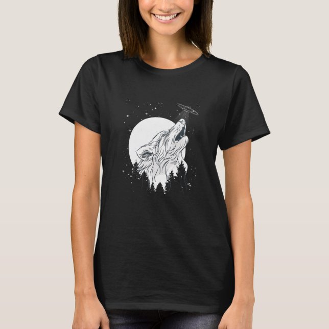 Wolf im Mondlicht - Cooler Wolf-Howling T-Shirt (Vorderseite)