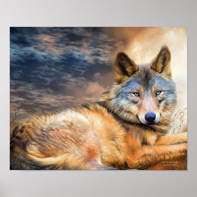 Wolf im Mondlicht Fine Art Poster/Print Poster (Vorne)