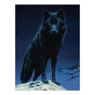 Wolf im Mondlicht Poster