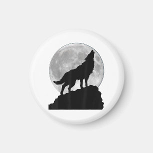 Wolf im Mondlicht T-Shirt - Cool voller Hund Welpe Magnet