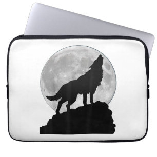 Wolf im Mondlicht T-Shirt - Cooles volles Hund Wel Laptopschutzhülle