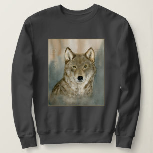 Wolf im Nebel Wasserfarbe Sweatshirt