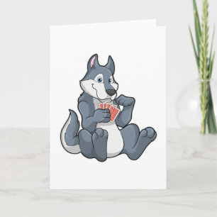 Wolf im Poker mit Poker-Karten Karte
