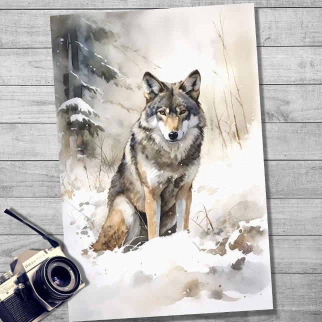 Wolf im Schnee 1 Dekoupage Paper Seidenpapier (Von Creator hochgeladen)