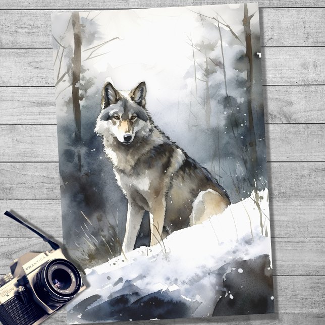 Wolf im Schnee 2 Dekoupage Paper Seidenpapier (Von Creator hochgeladen)