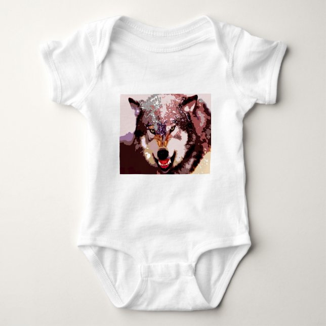 Wolf im Schnee Baby Strampler (Vorderseite)