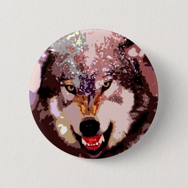 Wolf im Schnee Button (Vorderseite)