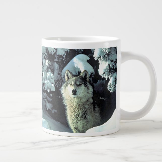 Wolf im Schnee Jumbo-Tasse (Rechts)