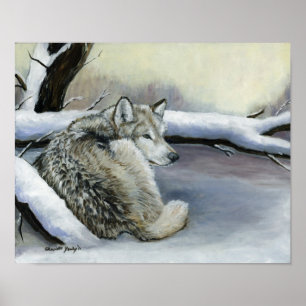 Wolf im Schnee-Kunst-Druck Poster