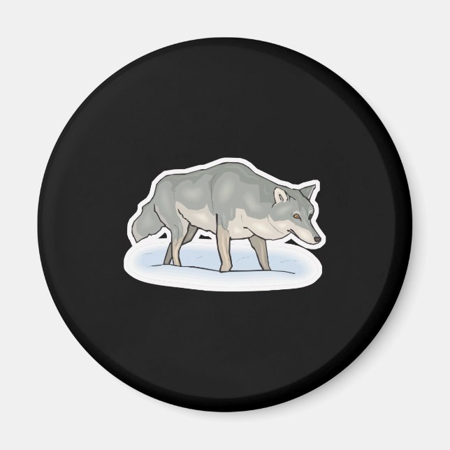 Wolf im Schnee Magnet (Vorne)