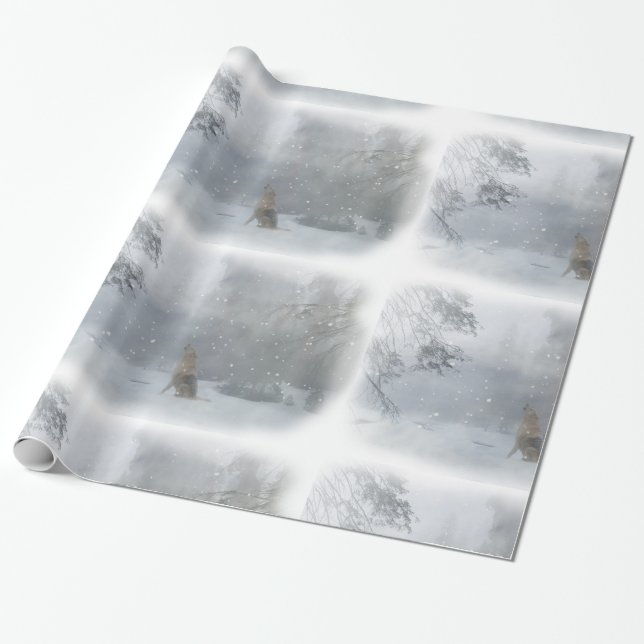 Wolf im Schnee Weihnachts-Wrapping Papper Geschenkpapier (Ungerollt)