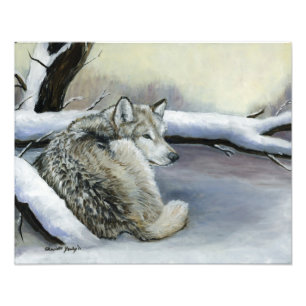 Wolf im Schneekunst Foto Print