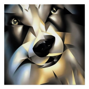 Wolf im Stil geometrischer Kunst Poster