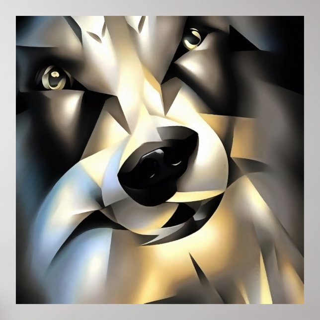 Wolf im Stil geometrischer Kunst Poster (Vorne)