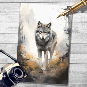 Wolf im Wald 3 Dekoupage Paper Seidenpapier