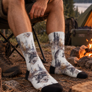 Wolf im Wald Aquarell Socken