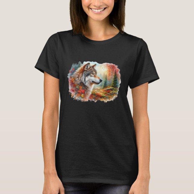 Wolf im Wald: Eine Atemberaubende Mischung aus Nat T-Shirt (Vorderseite)