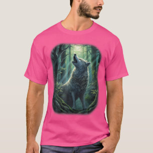 Wolf im Wald heult auf dem Mond Fantasy Art T-Shirt