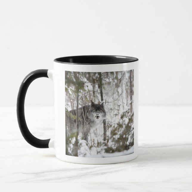 Wolf im Wald im Winter Tasse (Links)