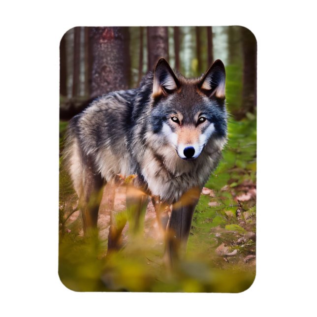 Wolf im Wald Magnet (Vertikal)