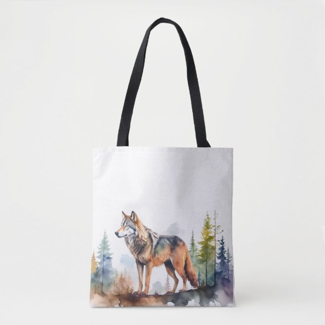Wolf im Wald mit Aquarelle (Vorderseite)