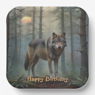 Wolf im Wald Pappteller