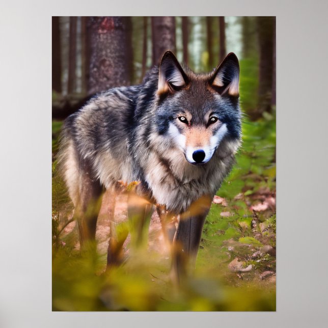 Wolf im Wald Poster (Vorne)
