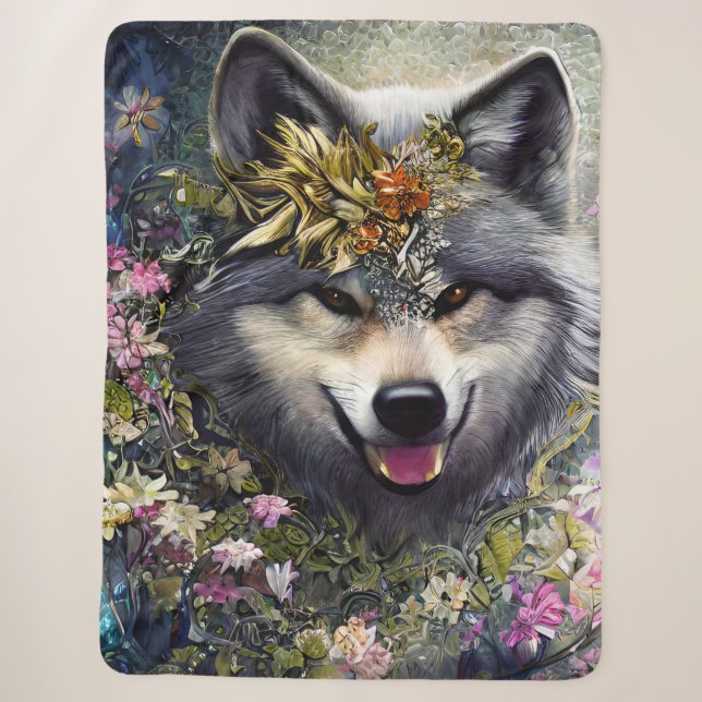 Wolf im Wald Sherpadecke (Vorderseite)