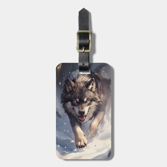 Wolf im Winter Gepäckanhänger (Vorderseite vertikal)